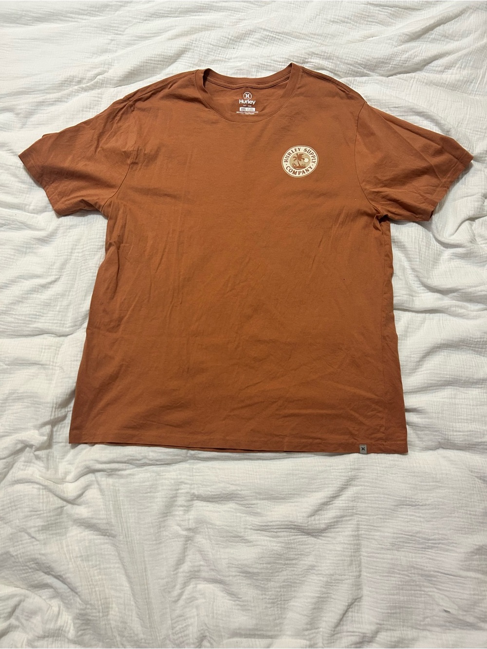 Hurley Men's Rust Orange Short Sleeve Crew Tee with Chest Badge